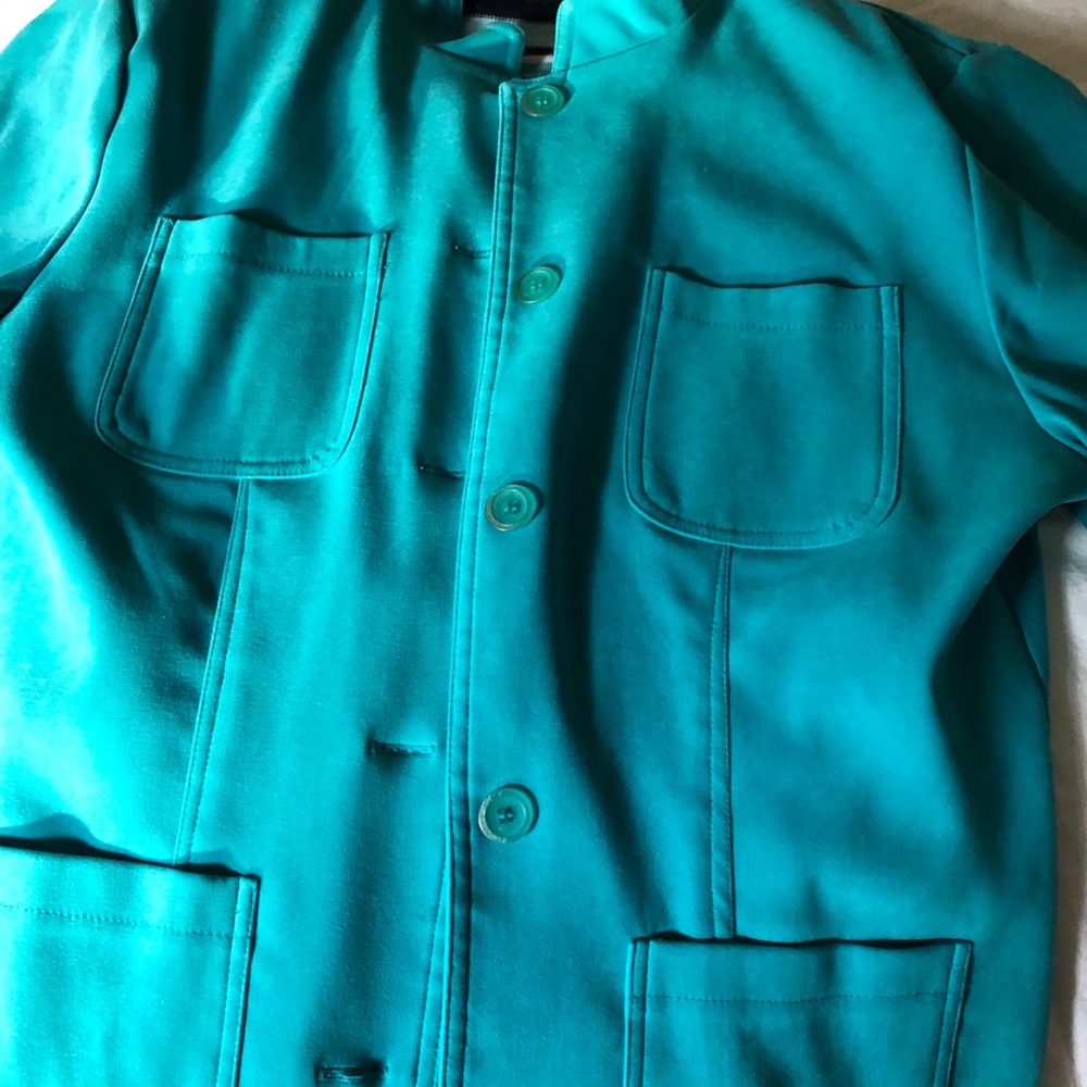 Three piece suit - Peacock blue, dark blue & white